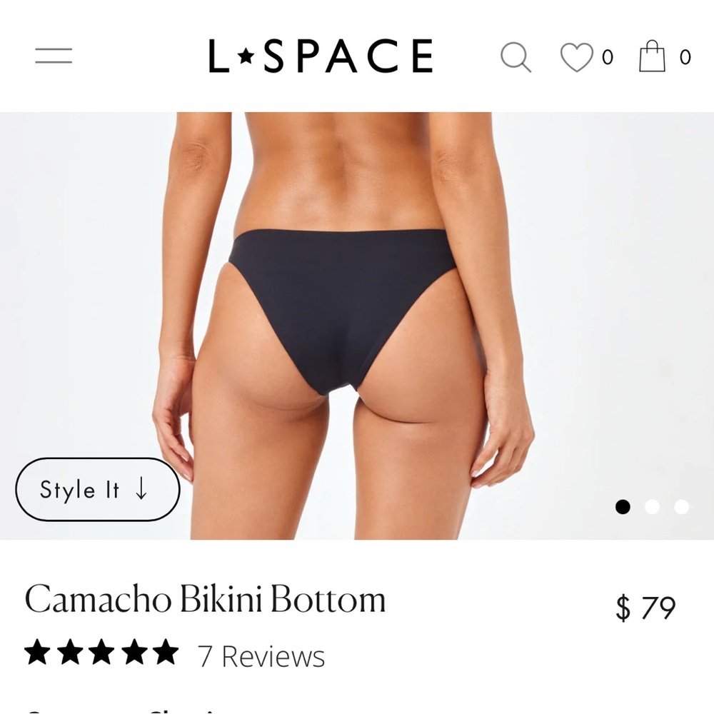 NWT L*Space Black Camacho Bikini Bottom Size L